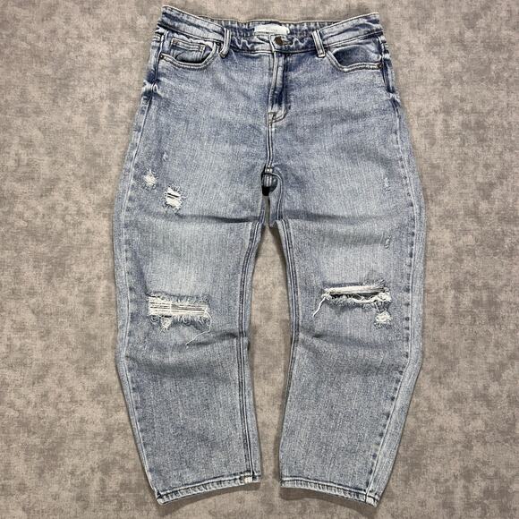 Hidden Denim - Hidden Jeans HD1168BF-VT High Rise Straight Leg Distressed Denim Jeans Womens 29